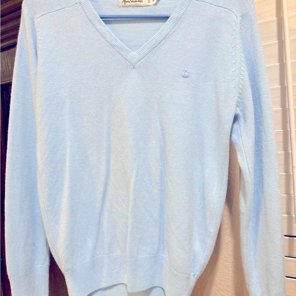 Gloria Vanderbilt Used Sky Blue V-Neck Sweater